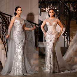 Plus Size Black Grils Mermaid Wedding Dresses Rhinestones Beading Crystals Bridal Gown Custom Made Luxurious Women Wedding Gowns