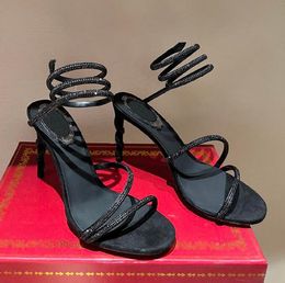 Luxury Love sandali con tacco a spillo per scarpe da donna Renes Cleo Crystal caovilla con borchie Snake Strass scarpe Designer di lusso Caviglia Wraparound Fashion