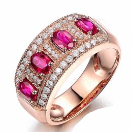 Vintage Rose Gold Wedding Rings For Women Fashion Jewellery Luxury White Zircon Engagement Ring