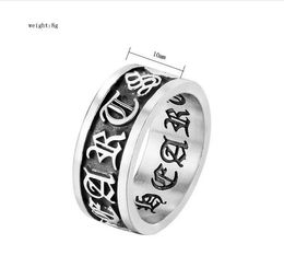 Men Punk Vintage Band Rings Fashion Individuality Carving Motorcycle Titanium Stainless Steel Cross Trend Hip Hop Ring Jewellery Accessories Size 7-12 Party Gift 144