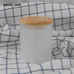6oz short straight glass tumbler sublimation Tea light candle cup with bamboo lid clear frosted fragrance candle cups mini glasses tumblers for heat transfer fast