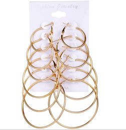 6 Pairs/set Hoop Earrings Sets Big Circle Earring Jewelry for Women Girls Steampunk Ear Clip Punk Style Huggie Earing Ear Ring
