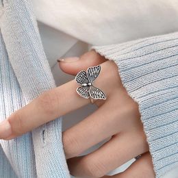 Wedding Rings Big Black Butterfly Animal Trendy Handmade Adjustable Thai Silver Colour For Women Dainty Fashion Jewellery