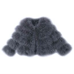 Ostrich Fur Coat Female Furry Long Sleeves 2022 New Winter Women's Fur Jackets Solid Female Outerwear Trendy Lady Warm Clothes T220810
