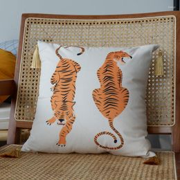 Pillow /Decorative Cover Decorative Case Modern Luxury Simple Orange Tiger Print Artistic Coussin Sofa Chair Decorating/Decorative Cushio