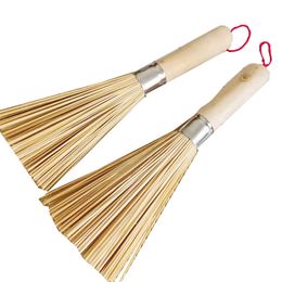 Natural Wood Handle Cleaning Brushes Bamboo Pot Brush Hangable Kitchen Cleaning Tool 24CM