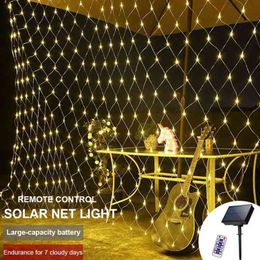 Remote Control Smart Solar Led Outdoor Waterproof Christmas Halloween Dinner Bar Decoration Enhanced Large Capacity Net Light J220531