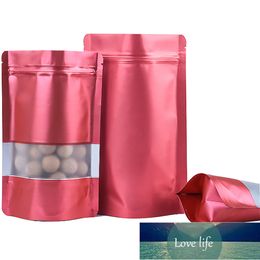 100Pcs/Lot Red Stand Up Aluminium Foil Frosted Transparent Window Bag Zip Lock Food Candy Snacks Dried Fruits Nuts Chocolate Tea