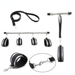 Bdsm Bondage Set sexy Handcuffs Ankle Cuffs Collar Stainless Steel Metal Spreader Bar Restraints Toys for Couple Adult Games