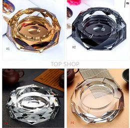 Crystal glass octagonal ashtray creative personality 5 kinds of Colour fashion exquisite craft home decoration ashtray EE