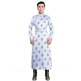 Mongolian ethnic clothing Traditional Men stand collar Festival costume oriental Banquet robe Vintage male Cheongsam style outfit