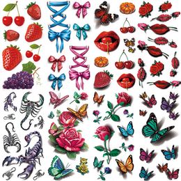 NXY Temporary Tattoo New Sexy Body Art 3d Sticker Red Lip Rose Design Water Transfer Fake s Men Women Arm Leg Tatoo G3d35 0330