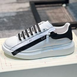 Mens classic small white shoes fashion trend upper zipper design thick bottom heightened rubber TPU sole walking comfortable for men Size 38-45