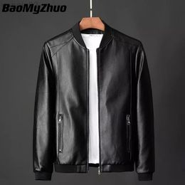 Autumn Winter Leather Jacket Coat Men Bomber Motorcycle PU Jacket Plus Size 8XL Causal Vintage Black Biker Pocket Zipper Jackets L220801