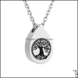 Pendant Necklaces Pendants Jewelry Ijd9807 Wholesale Or Retail Tree Of Life Teardrop Stainless Steel Cremation Urn Neckalce For Ashes Drop