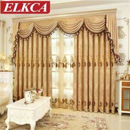 curtain hooks black UK - European Embroidered Chenille Curtains for Living Room Luxury Tulle Curtains for the Bedroom Chinese Window Curtain Treatment Curt272E