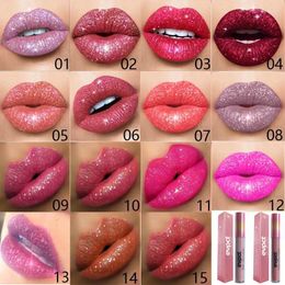 Lip Gloss 15 Colors Glitter Liquid Lipsticks Waterproof Long Lasting Diamond Shimmer Red Pink Women Makeup Nude Matte Stick Wish22