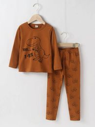 Toddler Boys Dinosaur Print PJ Set SHE