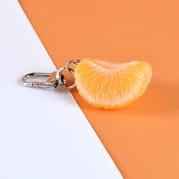 Keychains Funny Imitation Fruit Orange Keychain Girl Student School Bag Pendant Car Key Chain Women HandBag Jewelry