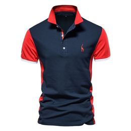 Summer Cotton POLO Shirt Men Giraffe Brand Embroidery Polo High Quality Short Sleeve England Style s Polos 220614