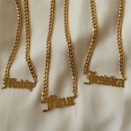 18K Gold Plated- The Gothic Nameplate Personalised Custom Name Pendant Necklace Women Gift