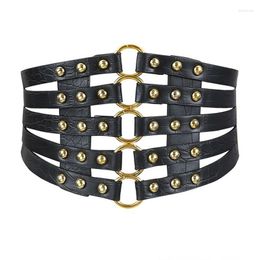 Belts Vintage Design Hollow Wide Girdle Metal Ring Gold Belt Ladies Women Dress Shirt Decoration Rivet Waist Corset BeltBelts Fred22