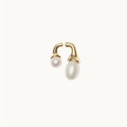 Stud Ins Wind Front And Rear Size Pearl Earrings Stud S925 Silver Needle Trend AllMatch Fashion 18K Gold Women's Jewelry Gift Accessor