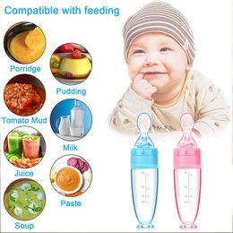 Wholesale Baby Bottles Feeding Spoon Bottle Silicone Food Supplement Children Rice Paste Cute Soft Non-slip for Boy Girl Kid Food Container