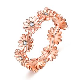 Daisy Flowers Rings For Women Sweet Girls Exquisite Enamel Sunflower Open Ring New Trend Jewellery Wedding Ring
