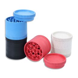 Biodegradable Smoking Grinder PE 56MM Degradable Tobacco Eco 4 Parts Layer Spice Plastic Herb Cigarette Grinders Crusher Custom Logo Pure DHL