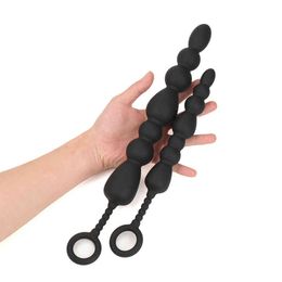 Nxy Anal Toys Silicone Flirting Soft Butt Plug Pull Bead with Ring Dildo Prostate Massager Vaginal Massage for Long Penis Bdsm Adult Game 220420