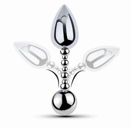 Double head metal fake dildo G Spot anal beads plug P-spot prostate massage vaginal irritation anus dilator sex toy for woman and men butt plugs