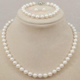 Earrings & Necklace Genuine Natural 8mm Akoya Shell Pearl Bracelet Earring A SetEarrings