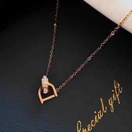 Pendant Necklaces Fashion Letter Crystal Necklace For Women Rose Gold Color Stainless Steel Luxury Designer Jewelry Choker GiftPendant