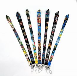 100pcs Cartoon Japan Anime One Piece Neck Strap Lanyards Badge Holder Rope Pendant Key Chain Accessorie New Design boy girl Gifts Small Wholesale