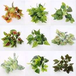 Artificial Leaves Greening Decorative Flower Landscape Grass Simulation Plant Wall Materials Simulation Green Drill Persian Leaf