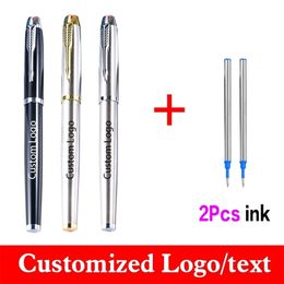 Metal Gel 3pcsset Business Ballpoint Get 2 Ink Signature Pen Custom Lettering Name Stationery Wholesale 220712