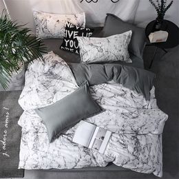 Saoltexile King Duvet Cover Set Comforter Bedding Sets Queen Marble White Bedding Set XX01# T200615