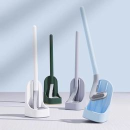 Golf Silicone Bristles Toilet Brush and Holder for Bathroom Storage Organisation Compact Wall Hang Cleaning Kit WC Accessories