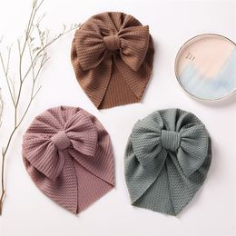indian boys cap UK - born Baby Bow Knot Turban Ribbed Hat for Toddler Girls Boys 0-3Y Winter Cotton Infant Indian Cap Bonnet Beanies Warm Hats 220512
