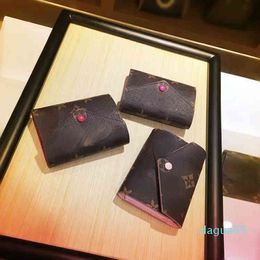 Designer-Designers New Three Fold Short Leather Old Flower Wallet Zero Wallet Multi Card Holder Bag Backpack