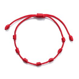 7 Knots Red String Bracelet Protection Good Luck Amulet for Success Prosperity Handmade Rope Bracelets Lucky Charm Bangles Gift