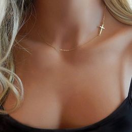 New Fashion Faith Cross Pendant Necklace for Women Stainless Steel Religious Jewellery Gift Gol
