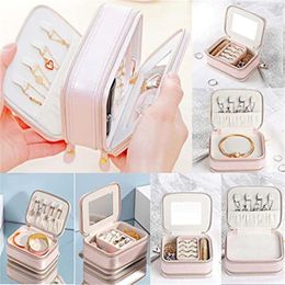 Jewelry Box PU Leather Portable Travel Jewelry Storage Case Double Layer Display Organizer for Rings Earrings Bracelets Necklace Accesories