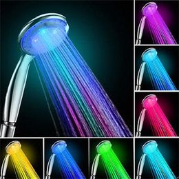 LED Shower Head Colourful Anion SPA Pressurised Water Saving Temperature Control Handheld Big Rain 220809