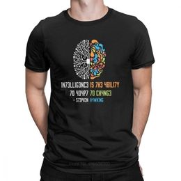 100% Cotton Tee Shirt Intelligence Men T Shirt Intelligence Is The Ability To Adapt To Change Vintage Science Slogan T-Shirt 220509