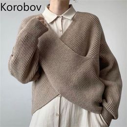 Autumn Winter Chic Women Pullovers Sweaters Korean Batwing Sleeve Knit Crop Sweater Vintage Office Lady Sueter Mujer 201221