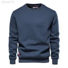 Aiopeson Plus Velvet Spliced Sweatshirts Men Casual Basic Solid Colour Sweatshirts Men Hoodie New Autumn Winter Sweater For Men L220730