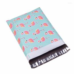 Gift Wrap 100pcs 25.5 33cm 10 13 Inch Flamingo Pattern Poly Mailers Self Seal Plastic Mailing Envelope BagsGift
