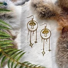 Dangle & Chandelier Fashion Mushroom Earrings Natural Quartz Irregular White Clear Crystal Celestial Jewellery Boho EarringsDangle